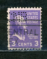 USA : JEFFERSON - N° Yvert 372 Obli. ET PERFORÉ "CNB" - Perforados