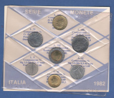 ITALIA 1982 Serie 7 Monete 5 10 20 50 100 200 500 Lire FDC UNC Italy Coin Set Private Issues Emissioni Private - Nieuwe Sets & Proefsets
