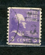 USA : JEFFERSON - N° Yvert 372a (A) Obli. - Perforados