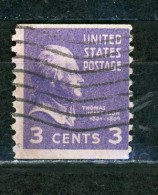 USA : JEFFERSON - N° Yvert 372a (A) Obli. - Perforés