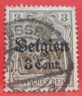 N°1 - 3 Cts Sur 3 Pfennig - Année 1914 - Timbre Oblitéré Allemagne Occupations 1re GM Occ. De La Belgique - - OC38/54 Occupazione Belga In Germania