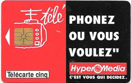 CARTE-FR-PRIVEE-Gn27-04/94-GEM  -5U-HYPER MEDIA-LAQUEE-Série 6001- 2e Logo-VIDE-BE - 5 Unità