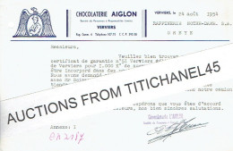 1954 VERVIERS - Lettre De La  CHOCOLATERIE AIGLON - Otros & Sin Clasificación