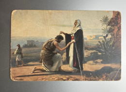 JUDAICA BIBLICAL POSTKARTE POSTCARD RELIGION, SAMUEL MAKES SAUL KING. OR & CO MUNICH PALESTINE 1900’S Israel - Palestine