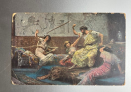 JUDAICA BIBLICAL POSTKARTE POSTCARD RELIGION SAUL THROWS THE SPEAR ACCORDING TO DAVID I. OR & CO MUNICH PALESTINE ISRAEL - Palestine