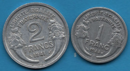 FRANCE LOT 1 + 2 FRANCS 1941-1944C Morlon Aluminium - Alla Rinfusa - Monete