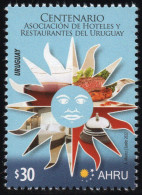 URUGUAY 2022 (Tourism, Hotels, Restaurants, Beef Steak, Wine, Food, Sun Of May) - 1 Stamp - Hôtellerie - Horeca