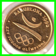 ESPAÑA  ( EUROPA ) - MEDALLA JUEGOS OLIMPICOS BARCELONA 92 ( BAÑADA EN ORO 22 KILATES) - Souvenir-Medaille (elongated Coins)