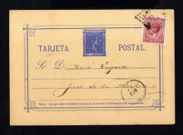 S1869-ESPAÑA-SPAIN.OLD POSTCARD CADIZ To JEREZ De La FRONTERA.1877.Tarjeta Postal ALFONSO XII.carte Postale.POSTKARTE - Storia Postale