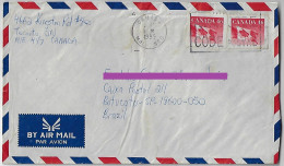 Canada 1999 Airmail Cover Sent From Toronto To Botucatu Brazil 2 Stamp Flag 46 Cents Electronic Sorting Mark - Storia Postale