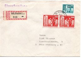 68852 - DDR - 1982 - 2@30Pfg Gr Bauten MiF A R-Bf GLAUCHAU > Westdeutschland - Lettres & Documents