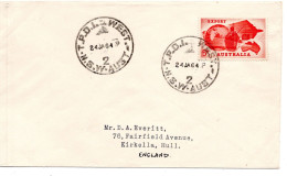68866 - Australien - 1964 - 5d Export EF A Bf BahnpostStpl TPO 1 WEST -> Grossbritannien - Cartas & Documentos