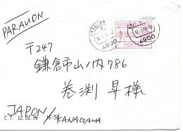 68870 - Luxemburg - 1996 - 80F FRAMA-ATM EF A LpBf BASCHARAGE -> Japan - Postage Labels