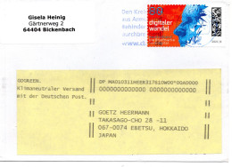 68872 - Bund - 2022 - 80c Digitaler Wandel EF A Bf BRIEFZENTRUM 64 - DEN KREIS ... -> Hameln, Nachgesandt -> Japan - Lettres & Documents