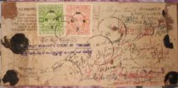 India Cochin State Registered Cover, Recycled With War Time Economy Label Inde - Cochin