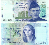 Pakistan 75 Rupees 2023 UNC Commemorative - Pakistan