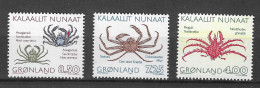 Greenland 1993 MiNr. 231 - 233 Dänemark Grönland Marine Life Crustaceans Crabs  3v MNH** 9.50€ - Crustaceans