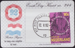 Europa CEPT 1992 Pays Bas - Netherlands - Niederlande CPH Y&T N°1407 - Michel N°1442 - 80c EUROPA - Carte Philatélique - 1992