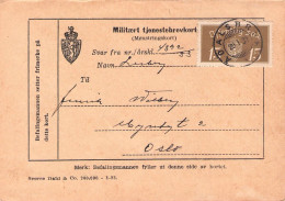 NORWAY - MILITAERT TJENESTEBREVKORT 1933 / *2068 - Servizio