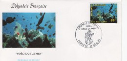 396 FDC Papeete 11 DEC 91  Noël Sous La Mer 3355 - Briefe U. Dokumente