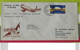 1 Enveloppe FDI De South African Airlines De 1973 Pour La 1ere Visite D'Airbus En Afrique Du Sud - FDC