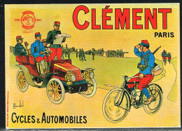 VIN/COL57 - FRANCE Carte Reproduction D'affiches Militaires 14/18 Sur Cycles Et Automobiles Clément Paris - Taxi & Fiacre