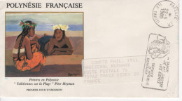 Tableau De Piter Heyman FDC 22 5 1985 Tahiti  Polynésie Française 3359 - Brieven En Documenten