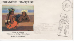 Tableau De Piter Heyman FDC 22 5 1985 Tahiti  Polynésie Française 3359 - Lettres & Documents