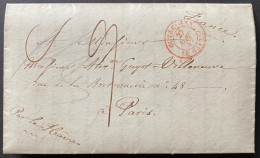 Lettre 1847 De New York Pour PARIS Entrée Rouge " OUTRE-MER / LE HAVRE " Taxée Tres Fraiche TTB - …-1845 Prephilately