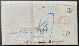 Lettre 1843 De New York Pour PARIS Réexpédiée à MONTGOBERT, Taxe Rectifiée + Decime Rurale + Boitier Facteur TTB - …-1845 Prefilatelia