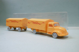 IMU - Camion MAGIRUS 3500 COCA COLA + Remorque Bâché Jaune Orangé HO 1/87 - Vehiculos De Carretera