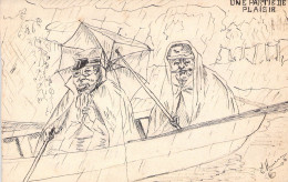 ILLUSTRATEUR 1913 - Une Partie De Plaisir - Barque Sous La Pluie - Carte Postale Ancienne - 1900-1949