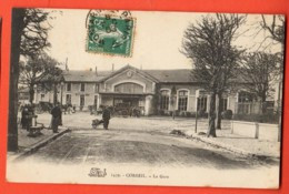 KAG-20X Corbeil La Gare. Cachet Frontal En 1909 ANIME. - Stazioni Senza Treni