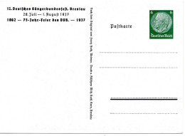 59055 - Deutsches Reich - 1937 - 6Pfg Hindenburg PGAKte "12.Deutsches Saengerbundesfest Breslau", Ungebraucht - Música