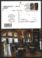 Café Santa Cruz Coimbra. Postal Stationery With Postage Label For Urgent Fee Complement 0.19€. Cooffe Restaurant Drink - Hostelería - Horesca