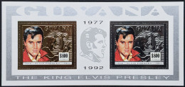 Guyana, 1993, Mi 4508-4509, 15th Anniversary Of The Death Of Elvis Presley, Sheet 2v Gold And Silver, MNH - Elvis Presley