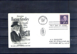 Etats Unis. Enveloppe Fdc. Honoring Horace Greley. Chappagua. 3/02/1961 - 1961-1970