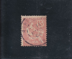 TYPE MOUCHON RETOUCHé/15C VERMILLON/OBLITéRé/QUEUE DU 5 TOUCHANT LE CADRE/ N°125a YVERT ET TELLIER /1902 - Used Stamps