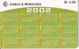 TARJETA DE PANAMA DE CABLE WIRELESS CALENDARIO 2002 - Panamá