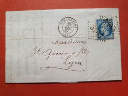 Napoléon 20ct Sur Lettre De Strasbourg Avec Texte Pour Lyon En 1867, Ambulant Au Dos - Réf 1747 - 1849-1876: Periodo Classico