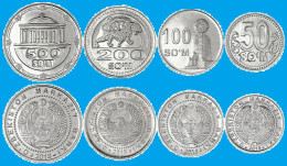 Uzbekistan 50,100,200,500 So'm 2018, Set4, KM#36-39, Unc - Uzbenisktán