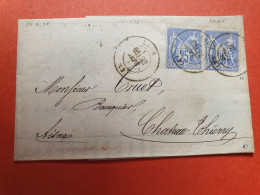 Sage 25ct X 2 Sur Lettre Avec Texte De Laon Pour Château Thierry En 1876, Fiscal à L'intérieur- Réf 1758 - 1849-1876: Periodo Classico