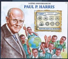 TIMBRE  ZEGEL STAMP REPUBLIQUE DU BURUNDI BF555 PAUL P.H. HARRIS  XX - Blocks & Sheetlets