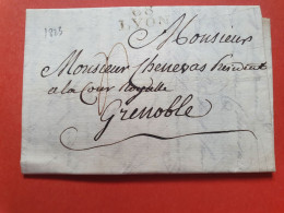 Marque Postale De Lyon Sur Lettre Avec Texte Pour Grenoble En 1823 - Réf 1773 - 1801-1848: Precursores XIX