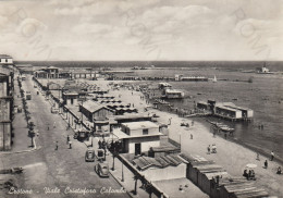 CARTOLINA  CROTONE,CALABRIA-VIALE CRISTOFORO COLOMBO-MARE,SOLE,VACANZA,MONTAGNA,SCIARE,BOLLO STACCATO,VIAGGIATA 1954 - Crotone