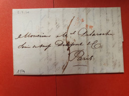 Marque Postale Du Havre En Rouge Sur Lettre Avec Texte Pour Paris En 1824 - Réf 1792 - 1801-1848: Précurseurs XIX