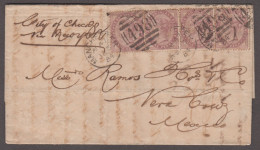 1884 (Jan 3) Wrapper From Manchester To Mexico With Four 1881 1d Lilac Die II Tied By Manchester "498" Duplexes - Briefe U. Dokumente