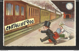 Illustratore Colombo Bambini Treno Stazione Anni 20 (f.piccolo/v.retro) - Colombo, E.