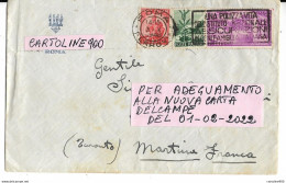 Italia Storia Postale Busta Viaggiata Da Roma A Martina Franca Nel 1948 Con Lire 4 Risorgimento Piu'democratica (v.retr) - 1946-60: Marcophilie