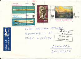 Turkey Cover Sent Air Mail To Denmark Via Sweden 1987 - Storia Postale